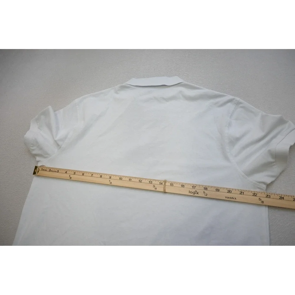 J. Crew Flex Pique Polo Mens XL White Untucked Short Sleeve Stretch Excellent